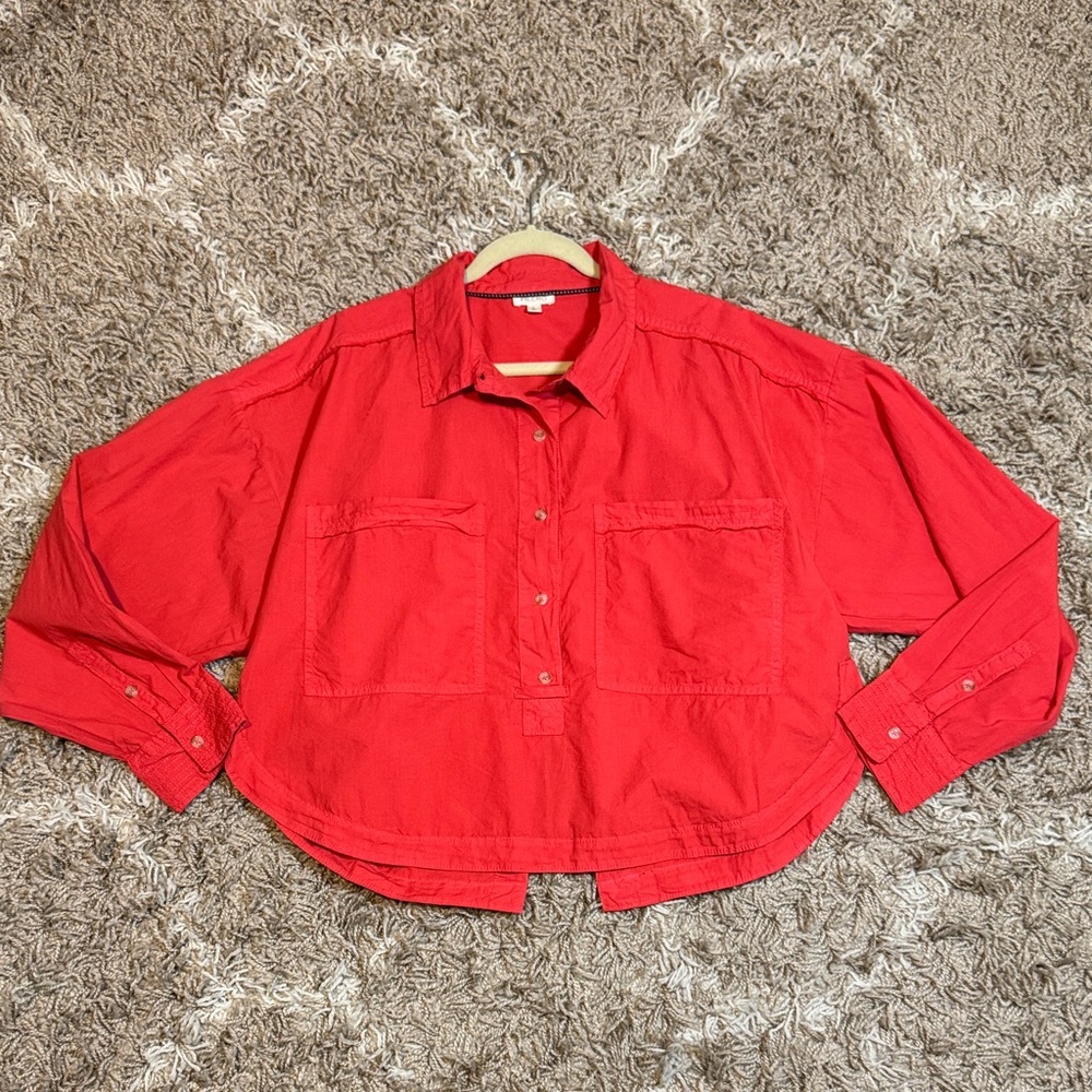 Pilcro Anthropologie Back Split Oversized Cotton Shirt size Large - Picture 16 of 16